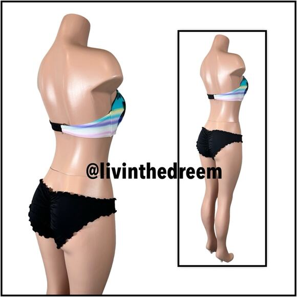 Victoria's Secret Tropical Print Bandeau 36D Ruffle Bottom Bikini  M $189 - Picture 7 of 13